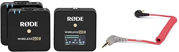Rode Sistema de micrófono compacto inalámbrico GO II con 2 transmisores y 1 receptor, con cable de conexión Rode SC7 de 0.138 in TRS a TRRS WIGOII C
