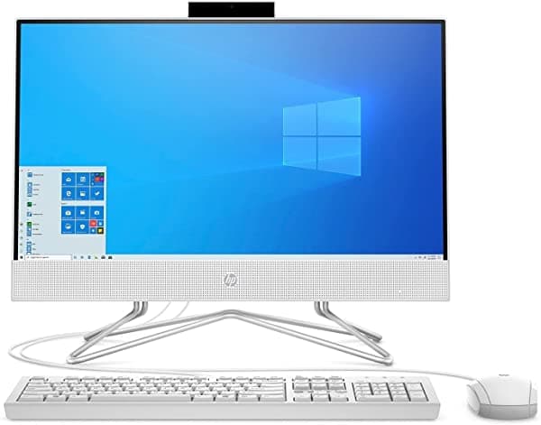 HP PC todo en uno WLED Full HD de 22 pulgadas, procesador Intel Celeron G5900T de doble núcleo, RAM DDR4 de 16 GB, SSD PCIe NVMe M.2 de 1 TB, cámara web, DVD-RW, combo de mouse y teclado, Windows 10 Home, blanco HP-22df