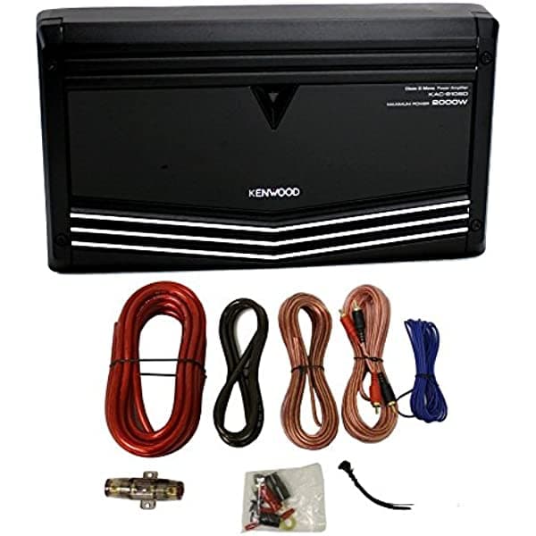 Kenwood KAC-9106D 2000W Monoblock Clase D Amplificador de audio para coche + Kit de amplificador