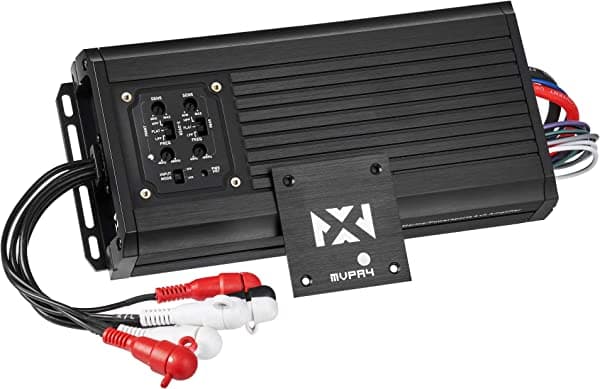 NVX MVPA.4 600W Total RMS 4-Channel Bridgeable Marine-V Series Micro Class D Compact Marine/Powersports/Motorcycle Amplifier | IPX67 Waterproof Rating