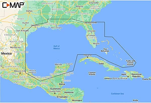 C-MAP Reveal Coastal M-NA-Y204-MS Tarjeta de Mapa para Navegación GPS en el Golfo de México y Las Bahamas