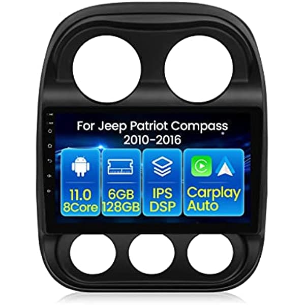 Fellostar Radio Android 11 para Jeep Patriot Compass 2010-2016, CarPlay inalámbrico, Android Auto, central multimedia con navegación GPS, WiFi, IPS, DSP, 6+128GB