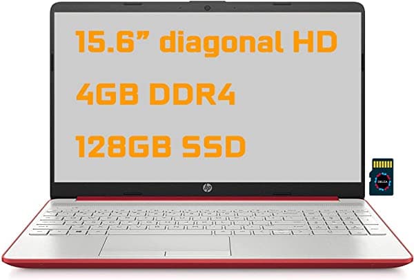 2021 HP Notebook 15 Premium Laptop 15.6" Diagonal HD Display Intel Pentium Gold 6405U 4GB DDR4 128GB SSD Intel UHD Graphics HDMI USB-C WiFi Webcam Win10 + Delca 32GB Tarjeta MicroSD HP Notebook 15 Laptop Pc