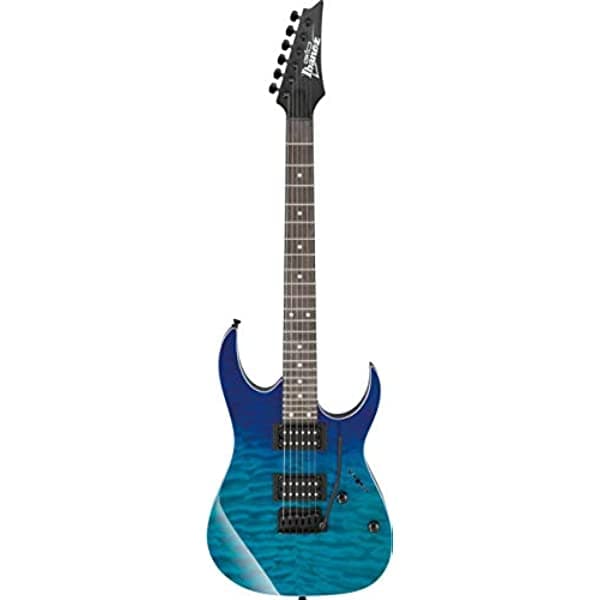 Ibanez GRG - Guitarra eléctrica de cuerpo sólido de 6 cuerdas, derecha, gradiente azul, completa (GRG120QASPBGD)