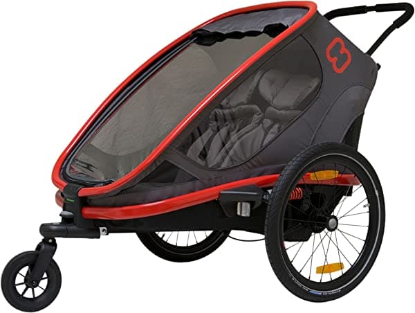 Hamax Outback - Remolque reclinable de dos asientos para bicicleta infantil y cochecito (se vende por separado)