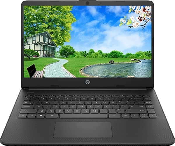 HP Transmite pantalla HD de 14 pulgadas, procesador Intel Celeron de doble núcleo, memoria DDR4 de 8 GB, almacenamiento de 128 GB (tarjeta eMMC+64 GB), WiFi, cámara web, Bluetooth, Microsoft 365 de 1 año, Windows 11 S, negro azabache