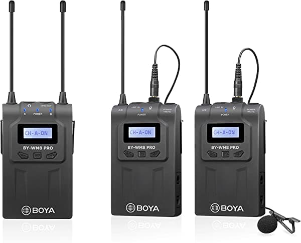 BOYA Receptor de micrófono inalámbrico compatible con transmisor by-WM8 Pro, unidad receptora de micrófono inalámbrico RX8 Pro de 48 canales con cable de salida de 0.138 in compatible con transmisores by-WHM8 WXLR8 WM8 Pro MVM8 PROK2
