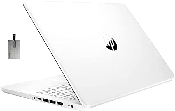 Computadora portátil HP Stream 2021 HD de 11.6 pulgadas, procesador Intel Celeron N4000, 4 GB de RAM, 64 GB eMMC, 1 año Office 365, cámara web, gráficos Intel UHD 600, Bluetooth, Windows 10 S, blanco, tarjeta USB SnowBell de 128 GB