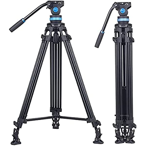 SIRUI AM-25S Trípode profesional, 1.90m, compacto, ligero, con cabezal fluido de amortiguación ajustable para cámaras, DSLR y videocámaras. Carga máxima: 10kg.