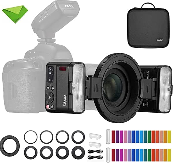 Godox Mf12 Mf12-K2 Macro Flash Off-Camera Ttl Flash Speedlite 12W 2.4G Control Inalámbrico Modo Ttl/M Batería De Litio Incorporada De 3.7V/6.29W Compatible Con Nikon Sony Canon Fuji Olympus Y Panasonic GD1077