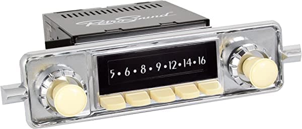 Retro Manufacturing RetroSound HC-304-68-78 Hermosa radio de ajuste directo para vehículos clásicos (parte frontal, botones Ivory y placa frontal) ‎HI-304-68-78