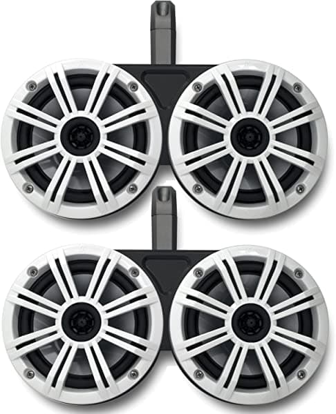 KICKER Altavoces marinos de 6.5 pulgadas de color negro Dual Wake Tower System