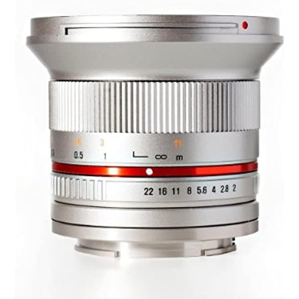 Lente E-Mount Rokinon con ángulo ultramplio, de 0.47 pulgadas con longitud focal de 2.0 NCS CS RK12M-MFT-SIL