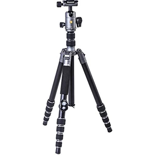 Vanguard VEO3GO265HAB - Trípode de viaje de aluminio compacto con rótula de bola, opción de monopie, soporte para teléfono inteligente y control remoto Bluetooth, gris oscuro/negro