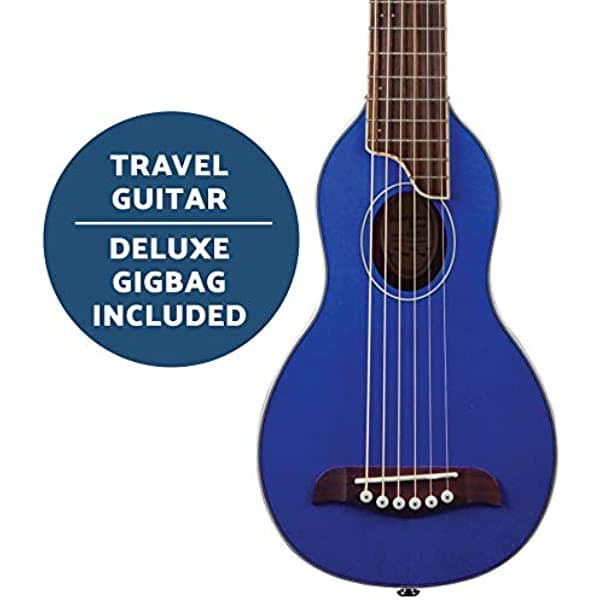 Washburn Rover - Guitarra acústica de 6 cuerdas, derecha, azul transparente, completo (RO10STBLK-A)