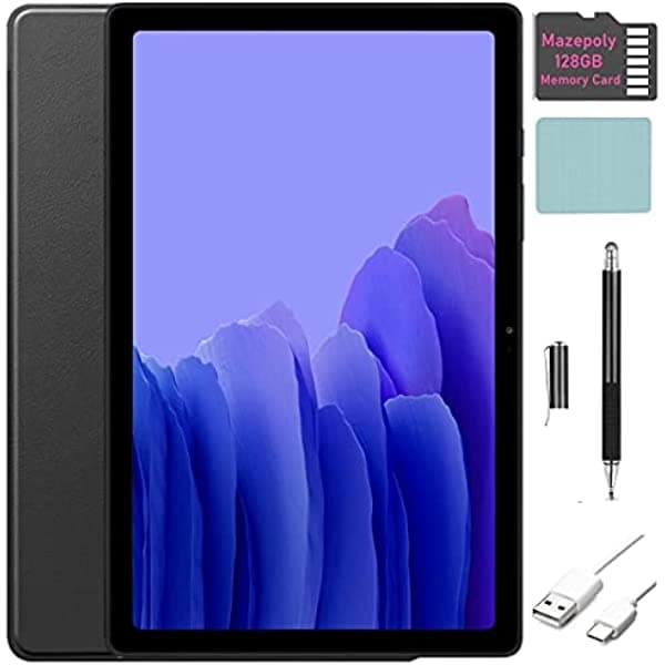 Samsung Galaxy Tab A7 de 10.4 pulgadas (2000 x 1200), pantalla WiFi, Snapdragon 662, 3 GB de RAM, Bluetooth, Dolby Atmos Audio, Android 10 OS con Mazepoly accesorios de tarjeta de memoria de 128 GB (64 GB, gris) Galaxy A7 Tab A