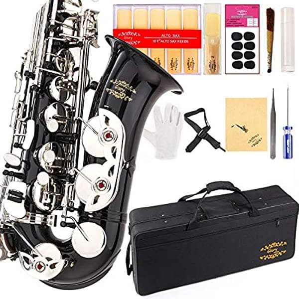 Kit de cuidado para saxofón con 11 reeds, 8 para saxofón alto cojines, funda, Glory E Flat