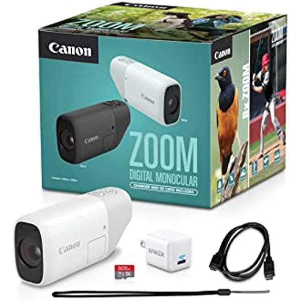 Canon Kit monocular digital Zoom - Incluye cargador USB-C, cable USB-C, tarjeta microSD y correa de muñeca 4838C018
