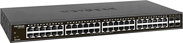 NETGEAR - Conmutador de 8 puertos Gigabit, interruptor Ethernet profesional inteligente, Negro ‎GS348T-100NAS