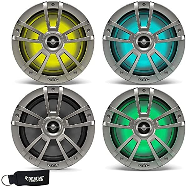 Infinity Marine Bundle - Dos pares de altavoces coaxiales Infinity 822MLT Marine de 8 pulgadas RGB LED - Titanio (2)822MLT