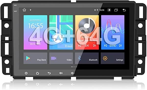 NVGOTEV Estéreo para auto Android 11.0 para Chevy Silverado Tahoe Traverse GMC Sierra Yukon, navegación GPS, pantalla táctil HD con control en el volante, Bluetooth, FM, WiFi, Android Auto, 4G RAM + 64G ROM