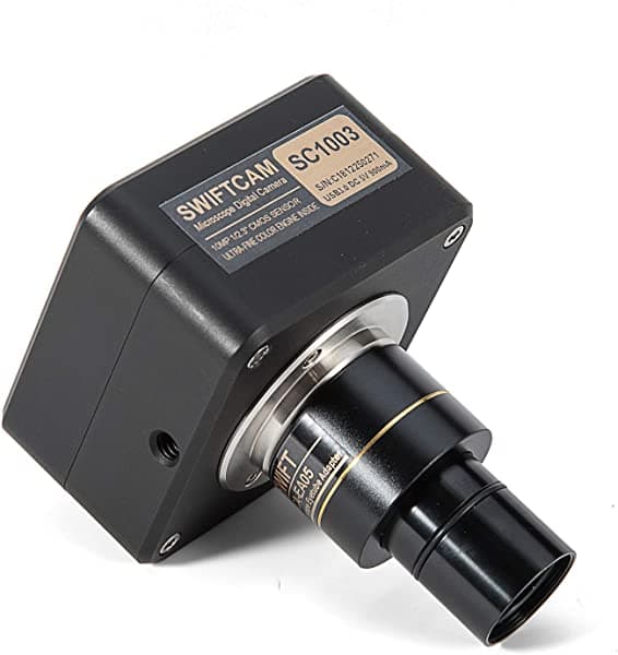 SWIFT Swiftcam SC1003-CK Cámara 10 Megapíxeles para Microscopios, con Lente Reductor, Kit de Calibración, Adaptadores Eyetube y Cable USB 3.0, Compatible Windows/Mac/Linux
