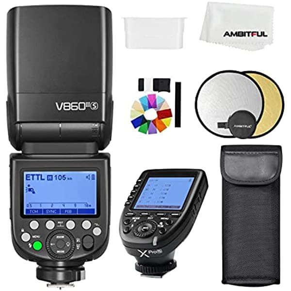 Godox V860III-S TTL 2.4G GN60 HSS Flash de cámara con luz de modelado ajustable de 10 velocidades, interruptor de una tecla TTL+ transmisor de disparo Godox XPRO-S para cámara Sony AMBITFUL V860IIIS+Trigger