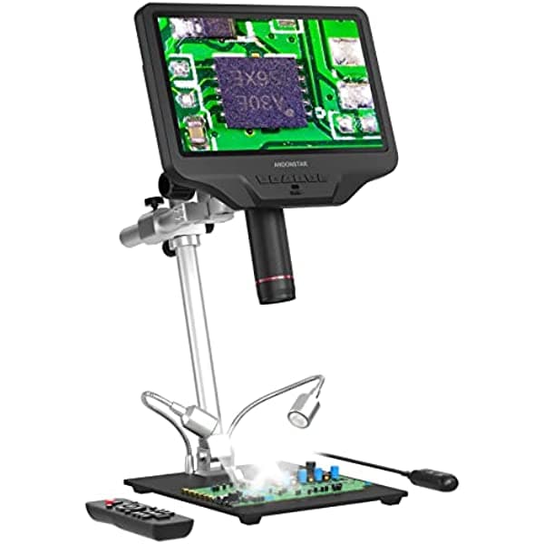 Andonstar AD409 Pro - Microscopio digital HDMI, microscopio de soldadura de 10.1 pulgadas, cámara de microscopio electrónico USB 300X para soldadura profesional de PCB, placa de circuito, compatible con Windows PC