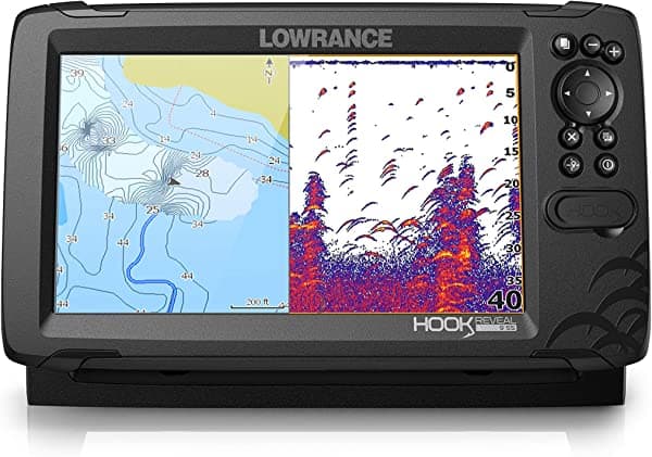 Lowrance Hook Reveal 9 buscadores de peces de 9 pulgadas con transductor y opciones de mapa precargadas C-MAP