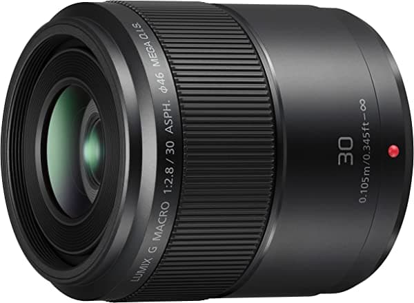 Panasonic LUMIX G MACRO LENTE, 1.181 in, F2.8 ASPH, micro cuatro tercios sin espejos, Mega Optical I.S, H-HS030 (EE. UU. negro)