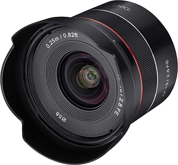 Rokinon AF - lente full frame F2.8 de 18mm gran angular para Sony E-Mount, color negro IO18AF-E