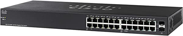 Conmutador de escritorio Cisco SG110-24HP con 24 puertos Gigabit Ethernet (GbE) más 100W PoE, garantía limitada de por vida (SG110-24HP-NA)