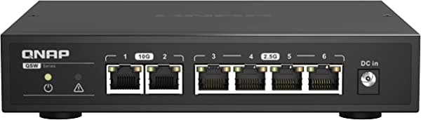 QNAP Switch de red no administrado Plug & Play de 6 puertos 10GbE y 2.5GbE (QSW-2104-2T-US)
