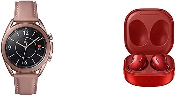 Samsung Galaxy Watch 3 (1.614 in, GPS, Bluetooth) Smart Watch - Mystic Bronze con Samsung Electronics Galaxy Buds Live, T, Mystic Red