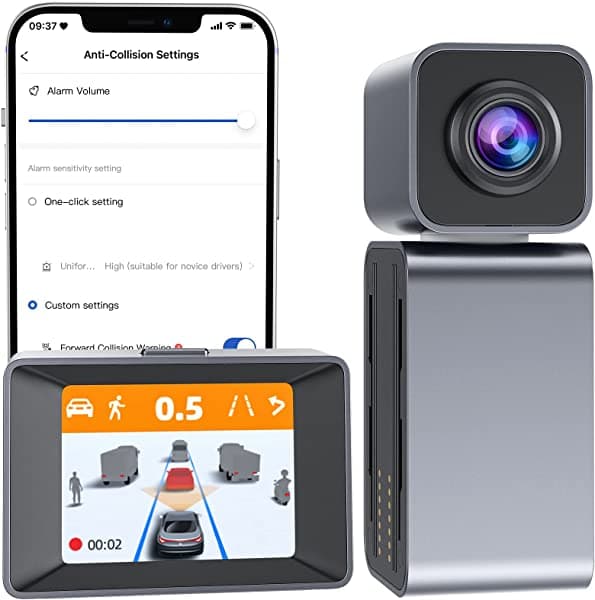 Spedal MINIEYE AI Dispositivo de prevención de colisiones - Cámara inteligente 1944P con ADAS, cámara frontal gran angular de 140° con sensor Sony Starvis, colisión, advertencia de salida de carril, visión nocturna, actualización de aplicación OTA AC1