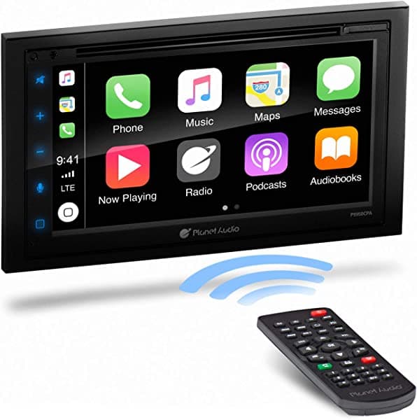 Planet Audio P9950CPA - Reproductor multimedia Apple/Android, para automóvil, Din doble, pantalla LCD táctil de 6.75 pulgadas, Bluetooth, MP3, USB, Aux, radio AM/FM, CD-DVD, iluminación multicolor