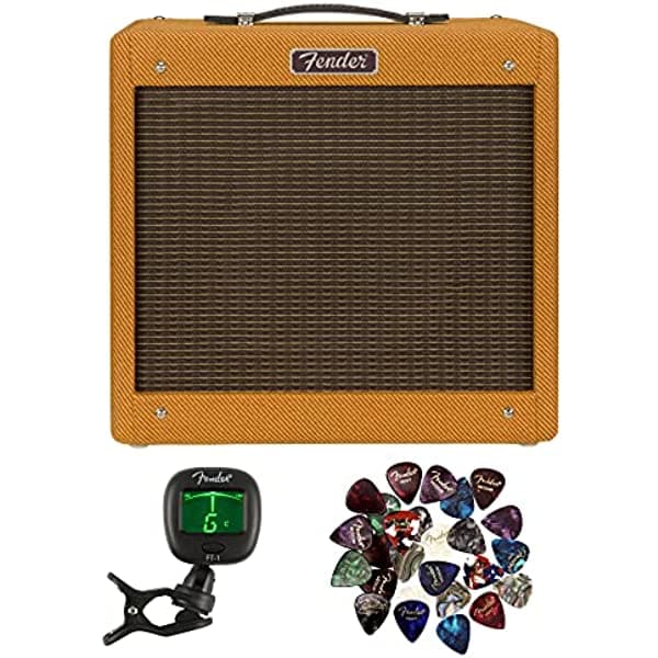 Fender Amplificador combo de guitarra Pro Junior IV - Paquete de Tweed lacado con afinador y púas AUS-2231300000-COMBO-STD