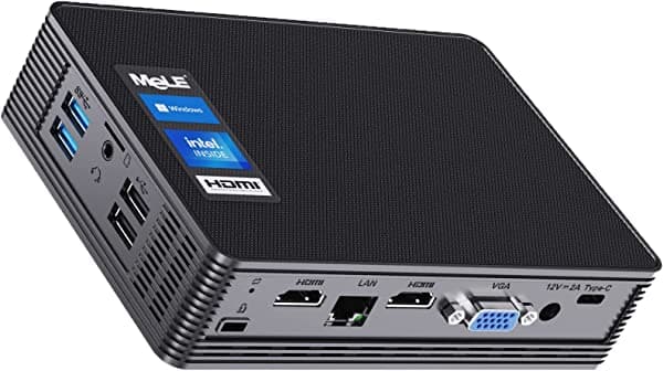 MeLE Silencioso HD3 Mini PC de escritorio sin ventilador, Windows 11 Pro Celeron N5105 8GB 256GB, Micro PC de escritorio en negocios industriales, compatible con SSD HDD Gigabit Ethernet PXE Auto Power On Unlocked Bios Quieter HD3