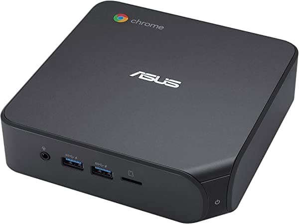 ASUS Chromebox 4 con Intel Celeron, 4 GB de RAM, almacenamiento eMMC de 32 GB, alimentación/DisplayPort sobre tipo C, HDMI dual, LAN Gigabit, WiFi 6, USB 3.2, lector de tarjetas MicroSD, montaje VESA, SO Chrome CHROMEBOX4-GC17UN