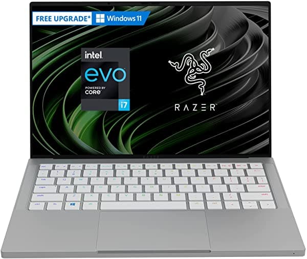 Razer Laptop Book 13: Intel Core i7-1165G7 de 4 núcleos, Intel Iris Xe, 13.4 pulgadas FHD+ Touch (1920 x 1200), 16 GB de RAM, 256 GB PCIe M.2, aluminio CNC, Chroma RGB, Thunderbolt 4, certificado Intel EVo, blanco mercurio ‎RZ09-03571EM1-R3U1