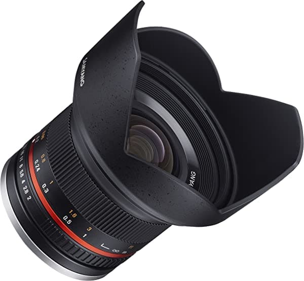 Samyang SY12M-FX-BK - Lente ultra gran angular F2.0 de 0.472 in para cámaras Fujifilm X-Mount, color negro SY12M-F-BK