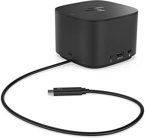 HP Base Thunderbolt de 120 W con adaptador HDMI, estación de acoplamiento USB-C universal, un cable, múltiples conexiones, con una sola conexión de cable USB-C a cualquier laptop de marca (6HP48AA #ABL)