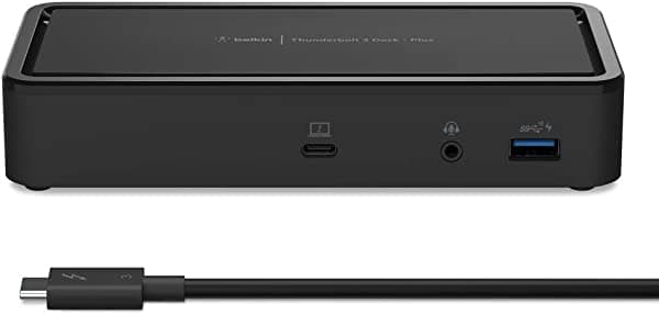 Belkin Thunderbolt 3 Dock Plus con cable Thunderbolt 3 de 2.6 pies (base Thunderbolt para macOS y Windows) Dual 4K @60Hz, velocidades de transferencia de 40 Gbps, carga ascendente de 60 W F4U109TT