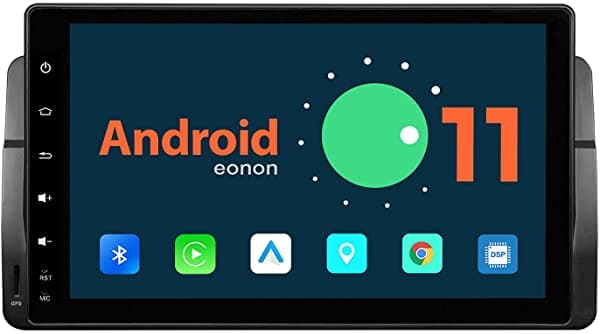 Eonon - Radio de coche con pantalla IPS de 9 pulgadas compatible con BMW Serie 3 (1999-2005) E46, CarPlay integrado y Android Auto/DSP, compatible con interfaz de usuario personalizada/arranque rápido/Bluetooth 5.0-R50 GA9450