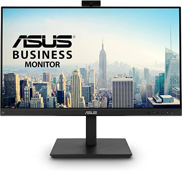 Asus Monitor De Videoconferencia 1080P De 27 Pulgadas (Be279Qsk) - Full Hd Ips Cámara Web Ajustable Integrada De 2 Mp Matriz De Micrófono Altavoces Cuidado De Los Ojos Montaje En Pared Sin Marco Hdmi Displayport Vga Altura Ajustable