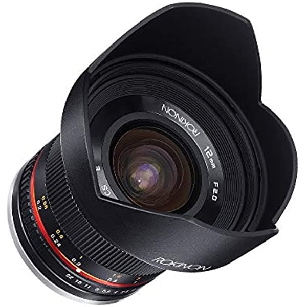 Lente E-Mount Rokinon con ángulo ultramplio, de 0.47 pulgadas con longitud focal de 2.0 NCS CS RK12M-MFT