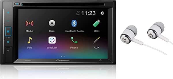 Pioneer AVH-210EX - Pantalla WVGA de doble DIN para tablero con Bluetooth, multimedia, DVD, CD, MP3, USB, AM/FM, pantalla táctil, conexión de teléfono doble, receptor estéreo para auto, negro AVH-210EX + ALPHA