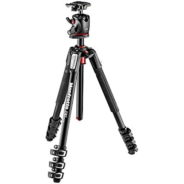 Manfrotto 190XPRO - Kit de trípode de aluminio de 4 secciones con rótula de bola (MK190XPRO4-BHQ2)