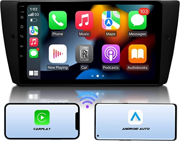 Eonon Apple CarPlay & Android Auto Receptor estéreo para automóvil, Android 10.0 ultrafino 3+32 GB radio para automóvil, compatible con BMW Serie 3 2005-2011 (E90/E92/E93), Bluetooth 5.0/4 juegos de interfaz de usuario (9 pulgadas-Q65Pro 9"-Display (3GB)