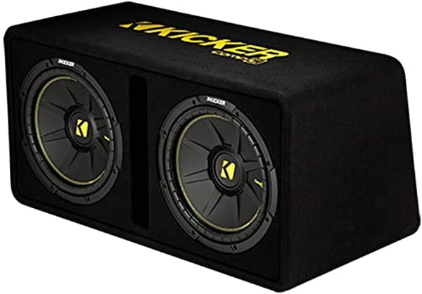 Kicker Caja de subwoofer con ventilación dual de 10 pulgadas, 1200 W, 2 ohmios, 44DCWC102